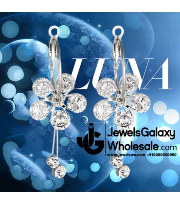 Floral Platinum Plated Crystal Earrings 1517